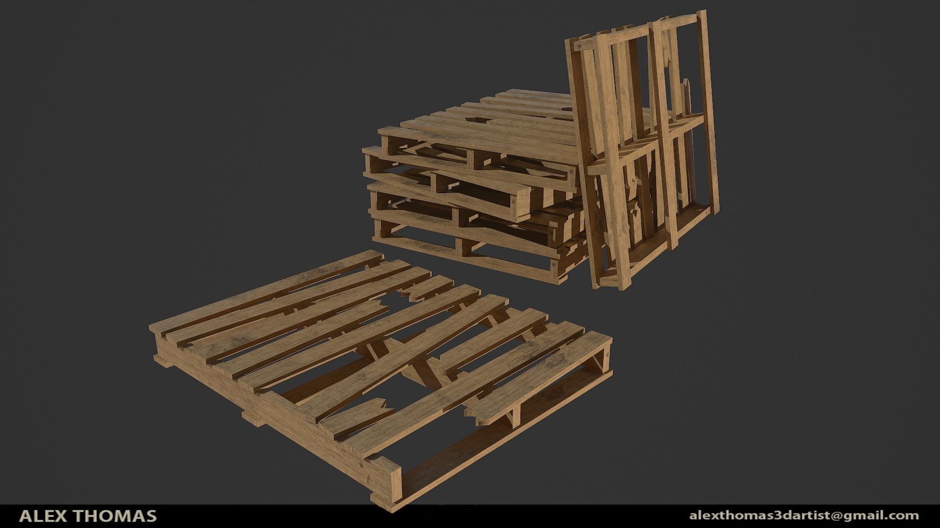 Wooden Pallet Low-poly 3D model_1