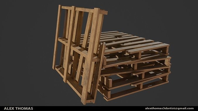 Wooden Pallet Low-poly 3D model