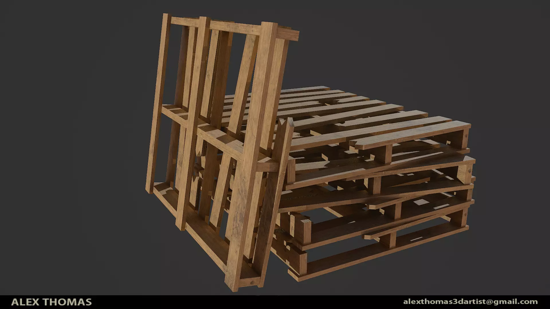 Wooden Pallet Low-poly 3D model_0