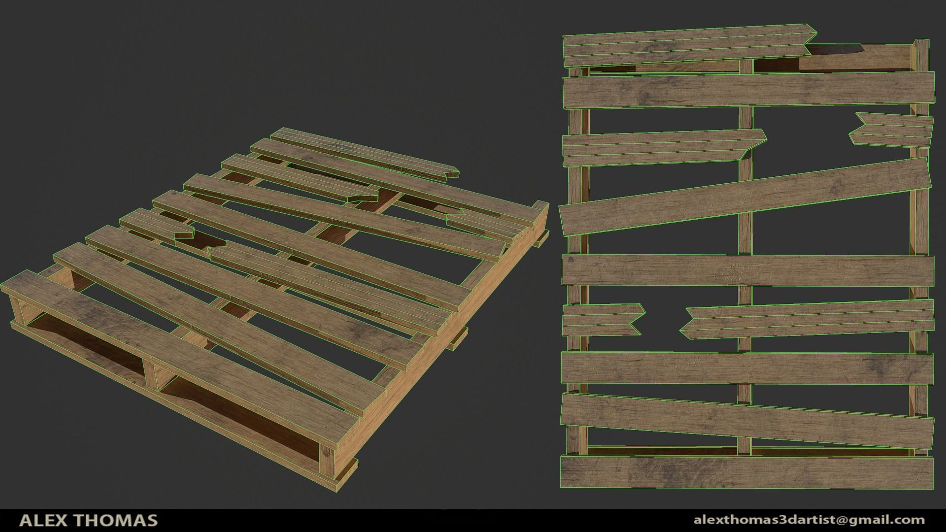Wooden Pallet Low-poly 3D model_3