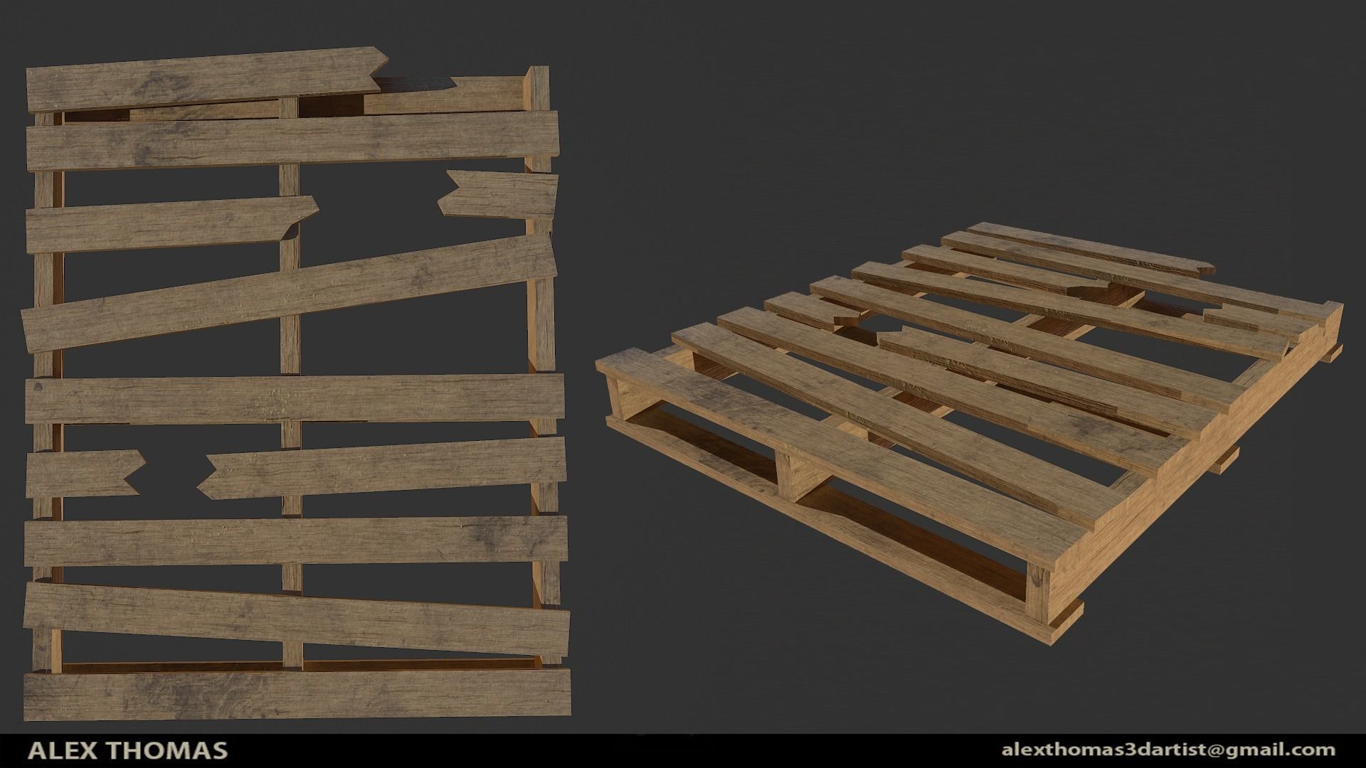 Wooden Pallet Low-poly 3D model_2