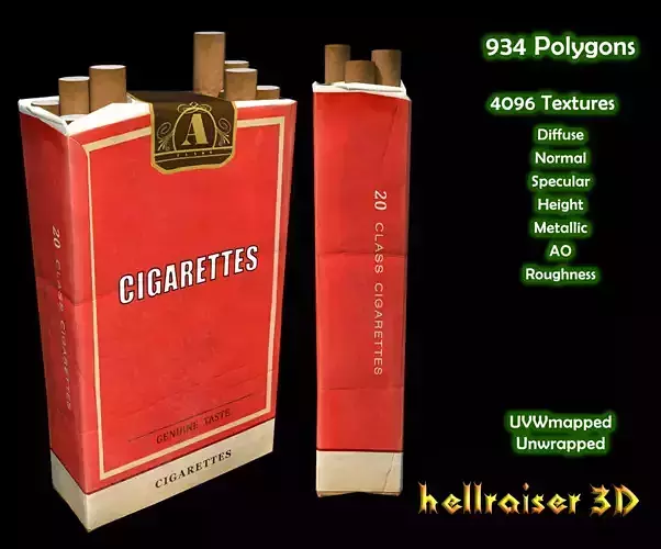Cigarette Box - PBR - Textured Low-poly 3D model