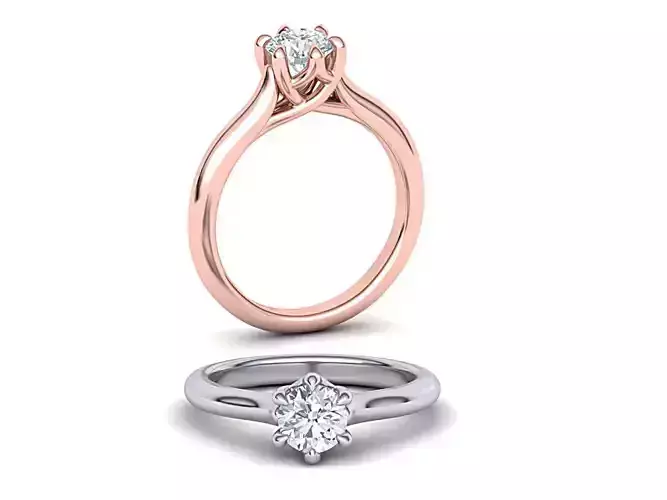 Six Prong Trellis Solitaire Engagement Ring 3dmodel version2 3D print model