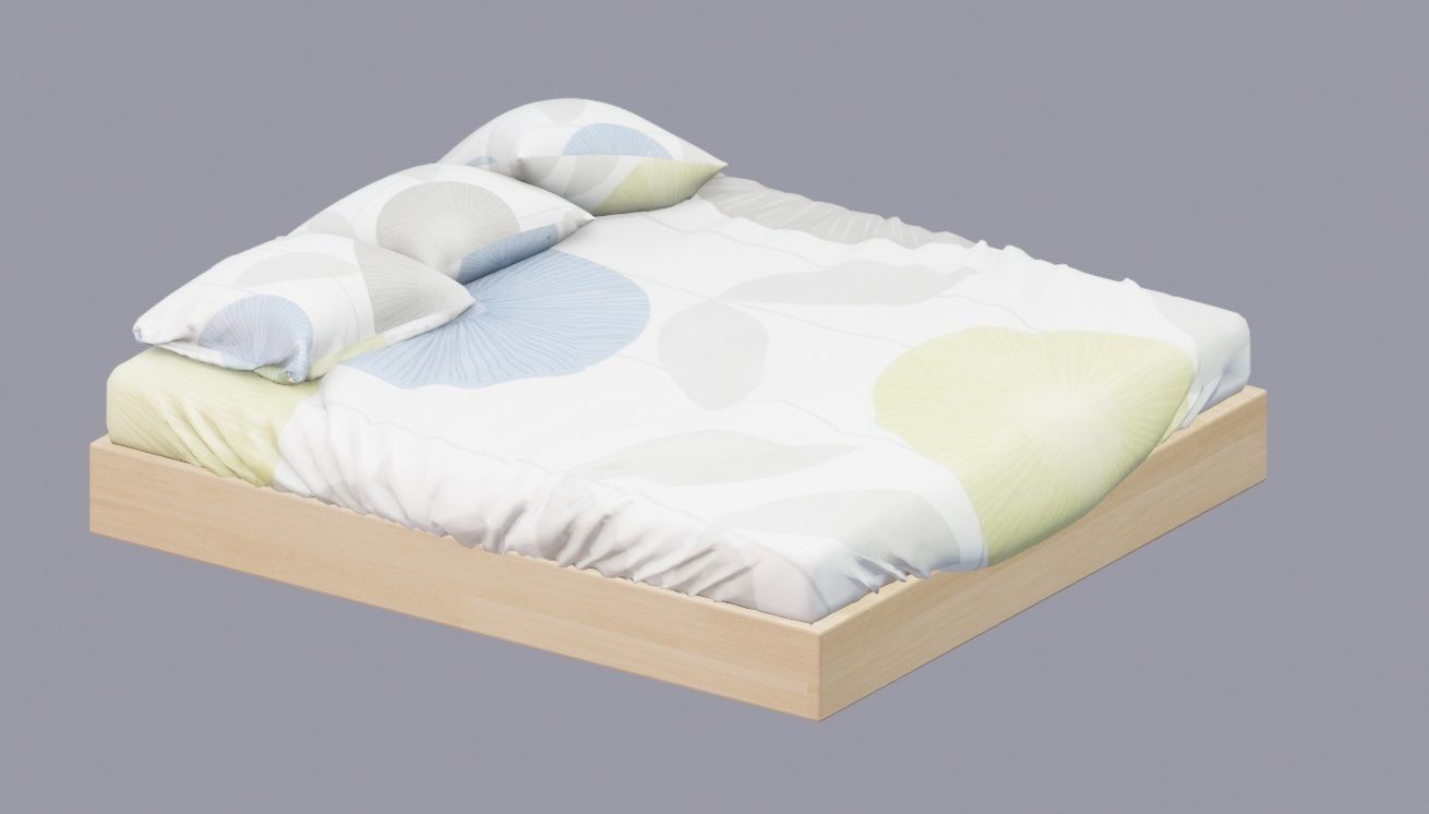 bed with sheet and pillows 3D model_5