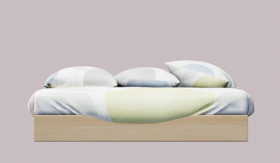 bed with sheet and pillows 3D model_4