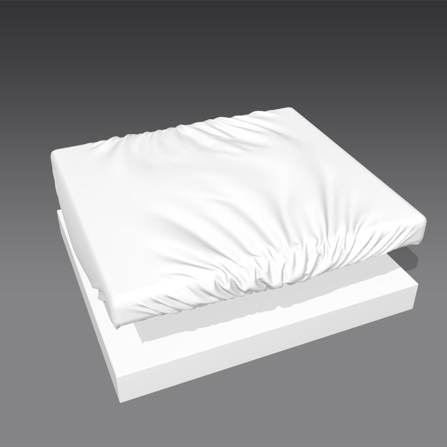 bed with sheet and pillows 3D model_13