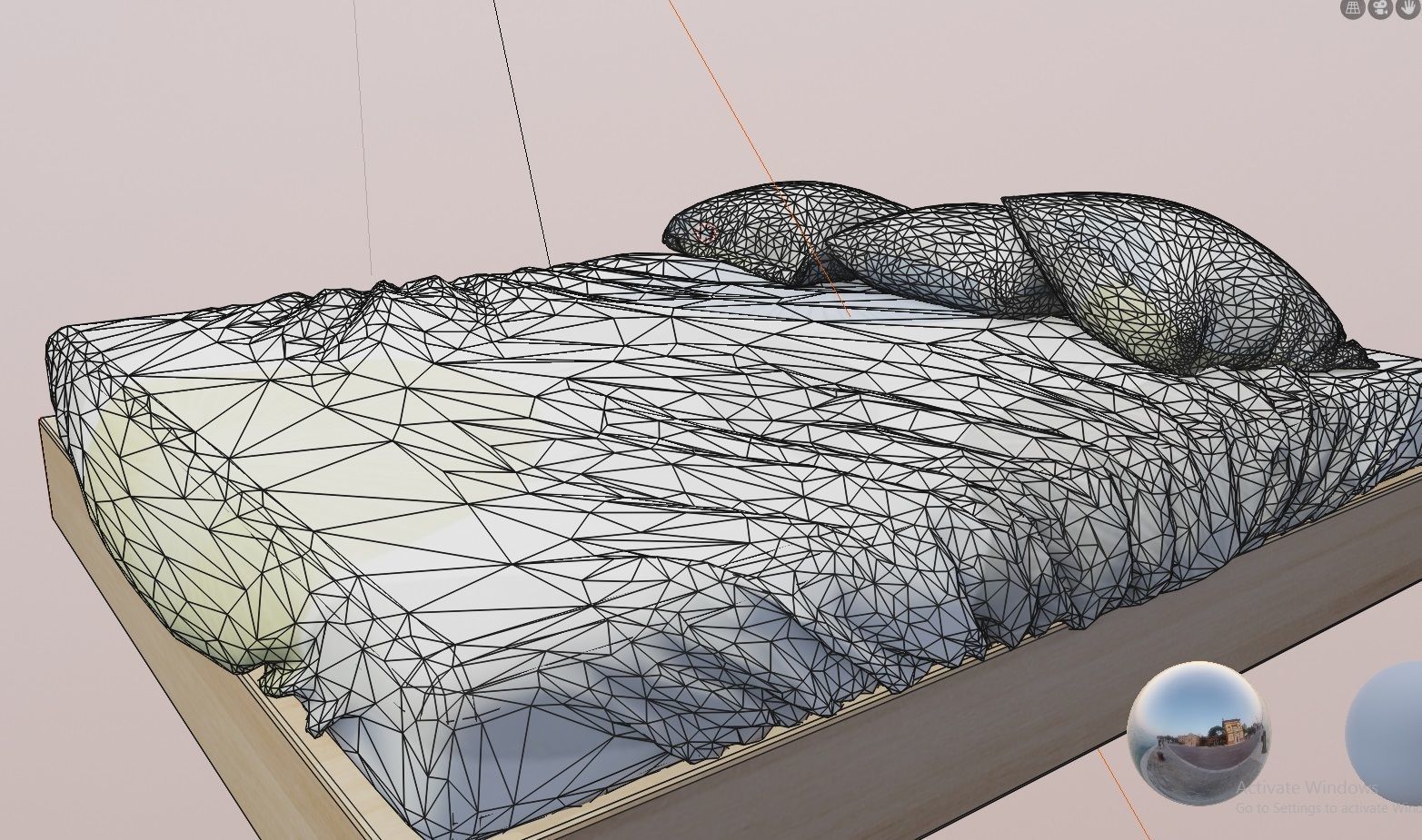 bed with sheet and pillows 3D model_9