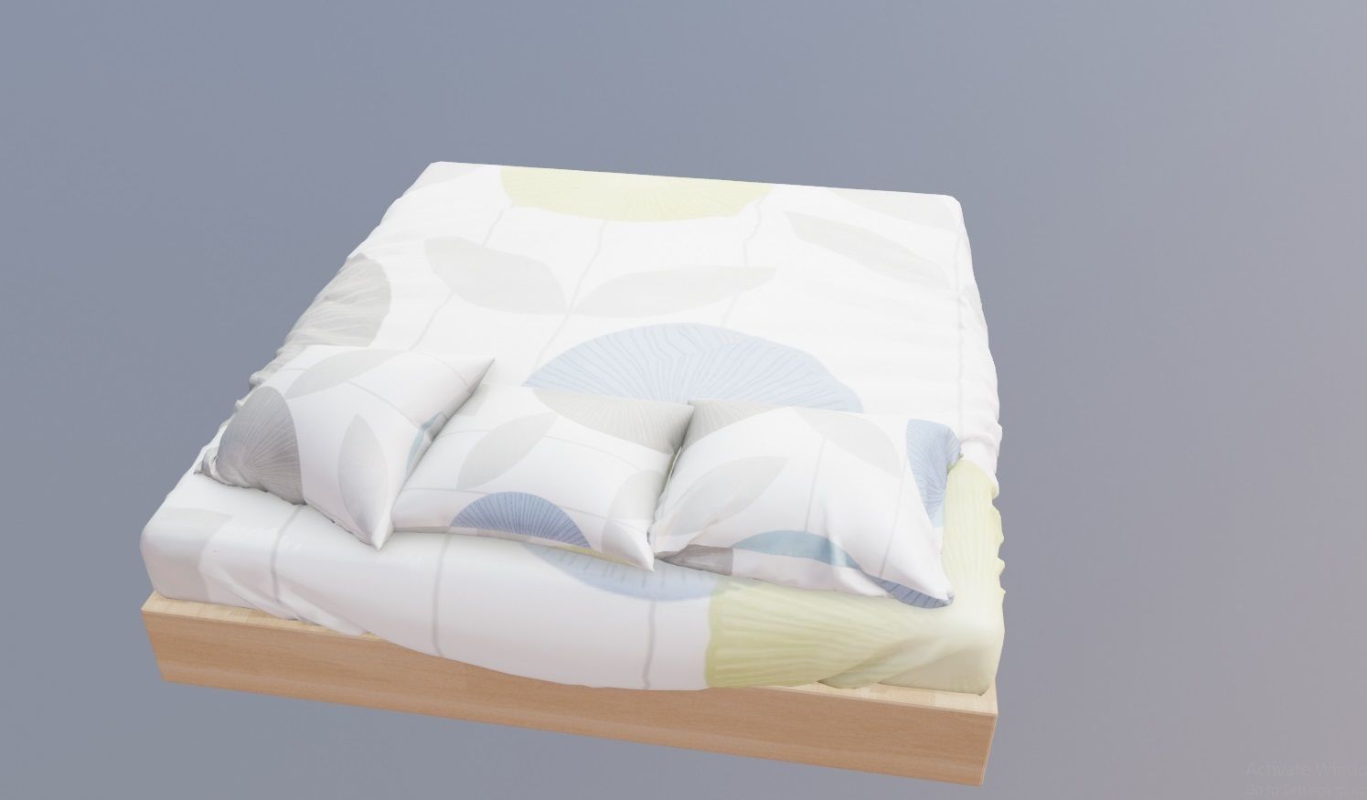 bed with sheet and pillows 3D model_6
