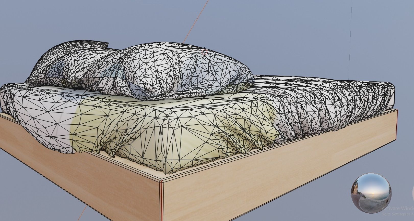 bed with sheet and pillows 3D model_10