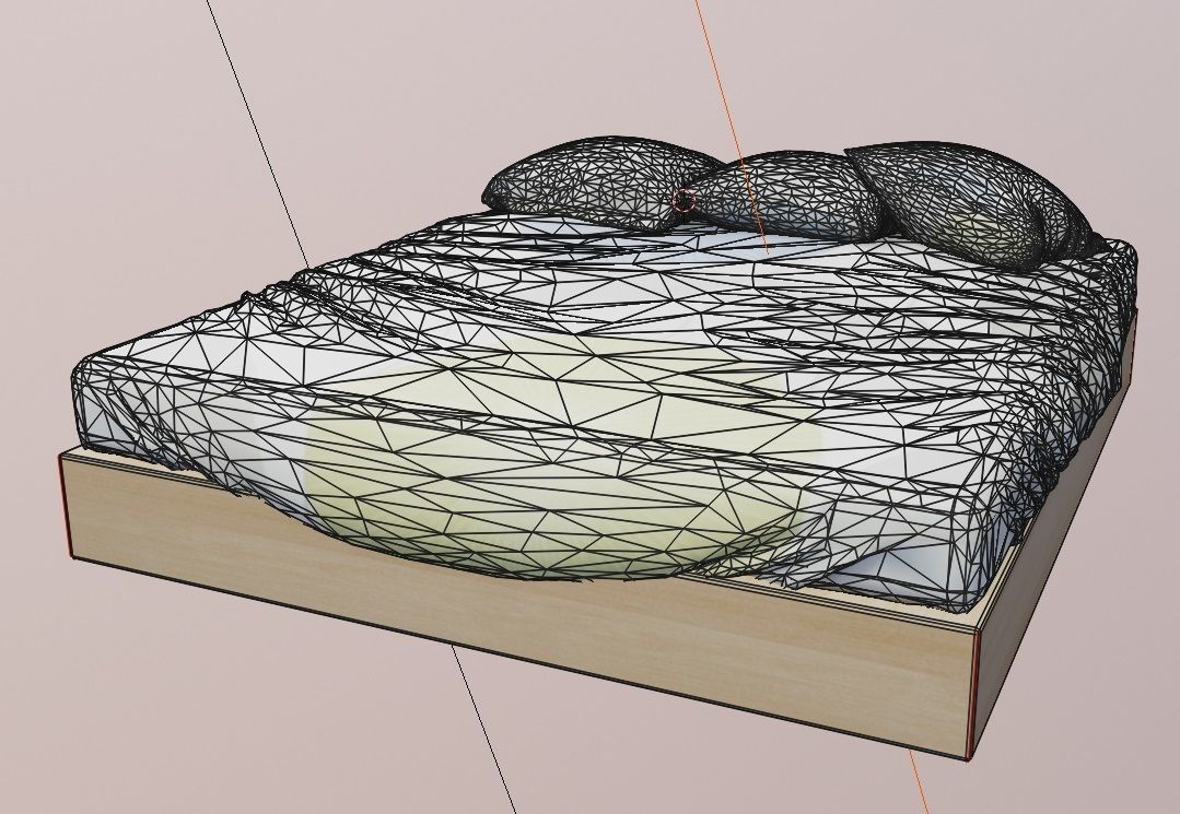 bed with sheet and pillows 3D model_8
