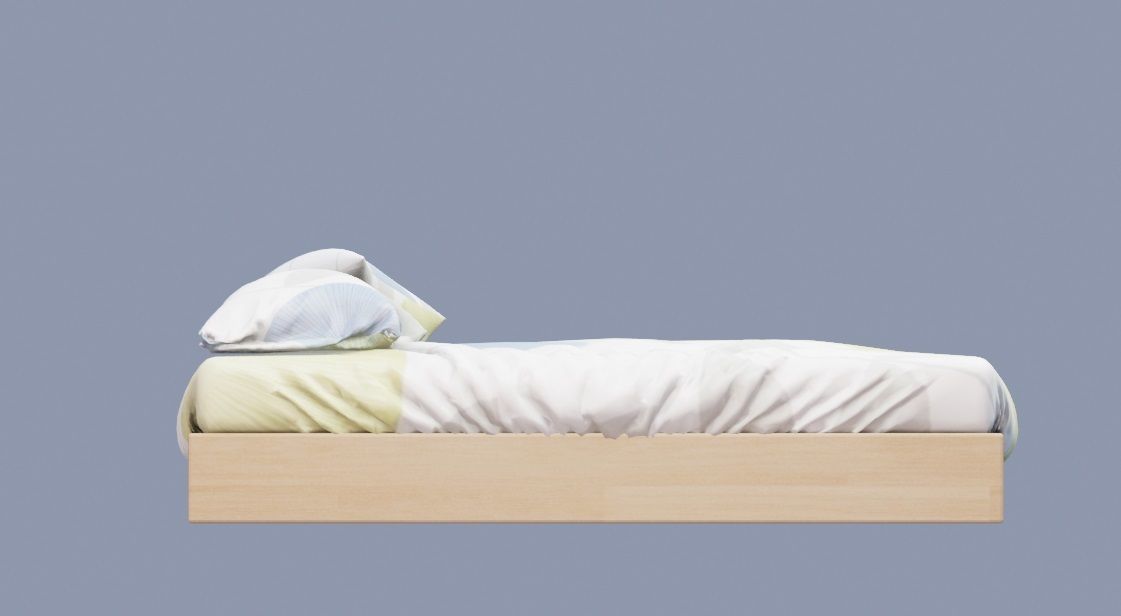 bed with sheet and pillows 3D model_7