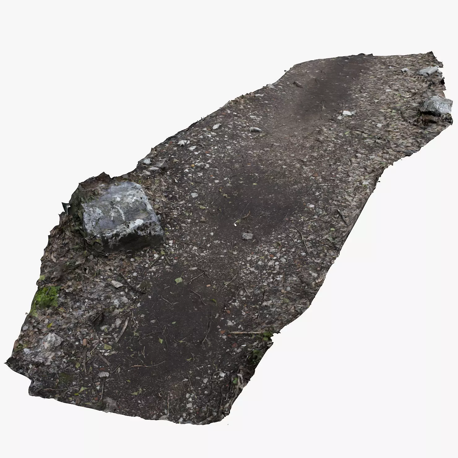 Pathway piece of dirt and rocks Low-poly 3D model_0