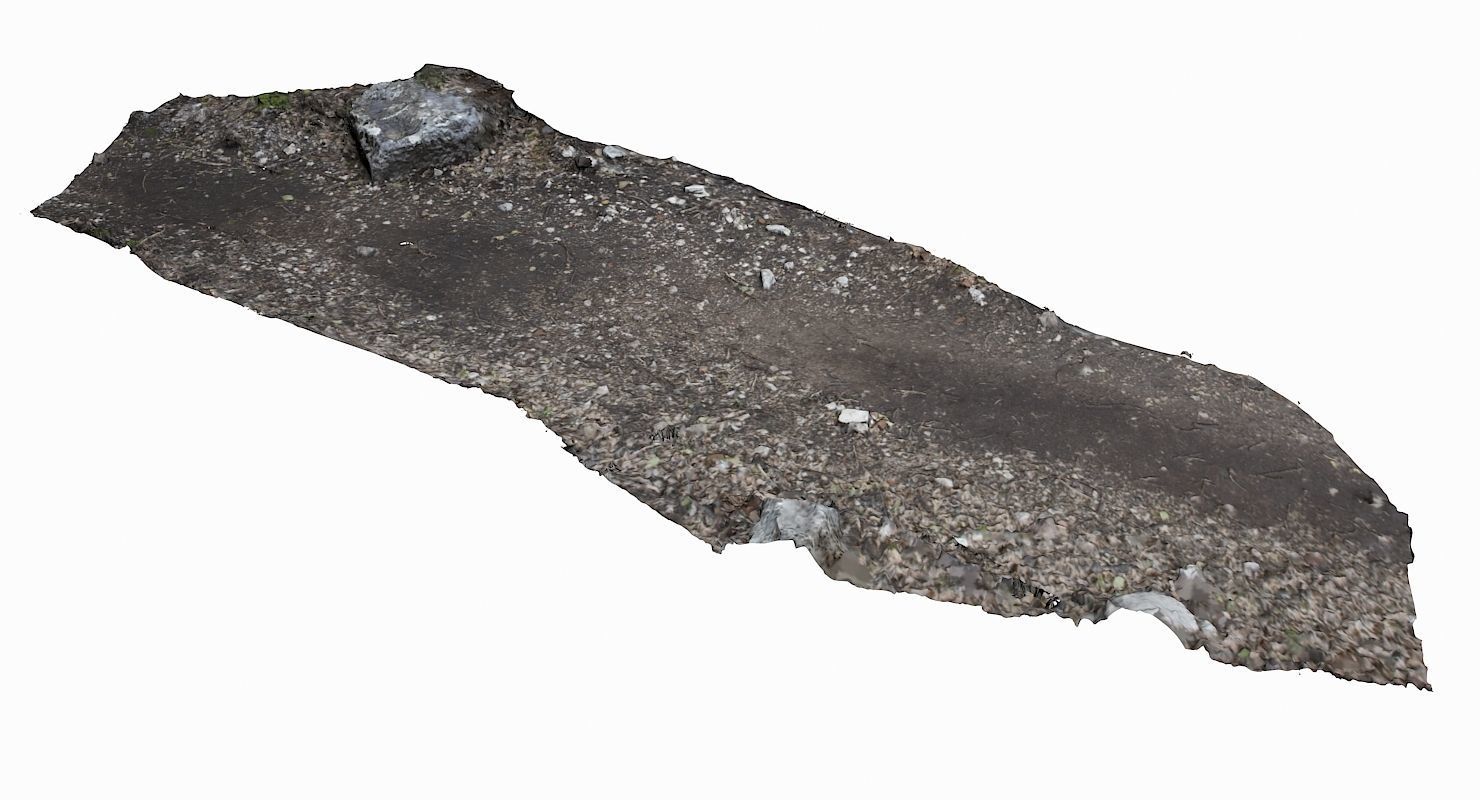 Pathway piece of dirt and rocks Low-poly 3D model_2