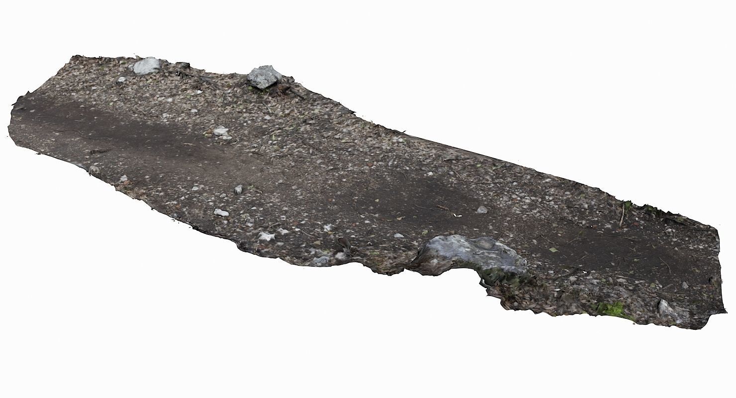 Pathway piece of dirt and rocks Low-poly 3D model_4