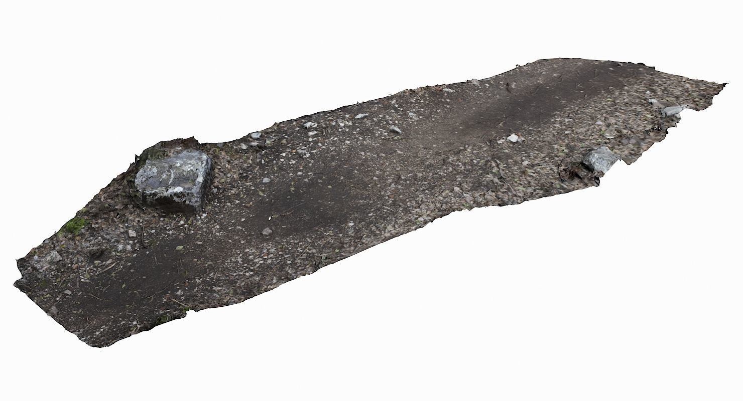 Pathway piece of dirt and rocks Low-poly 3D model_1