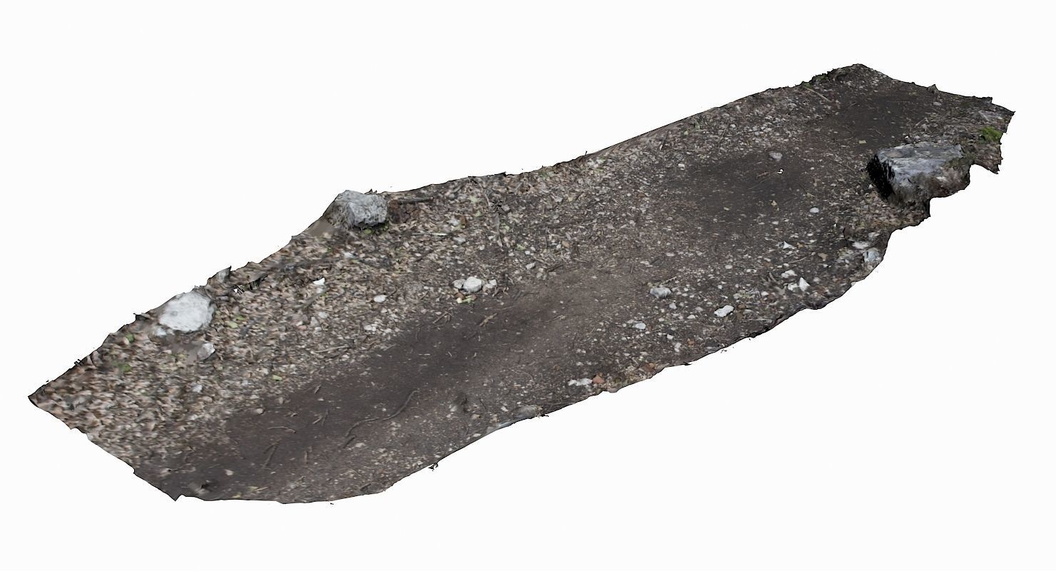 Pathway piece of dirt and rocks Low-poly 3D model_3