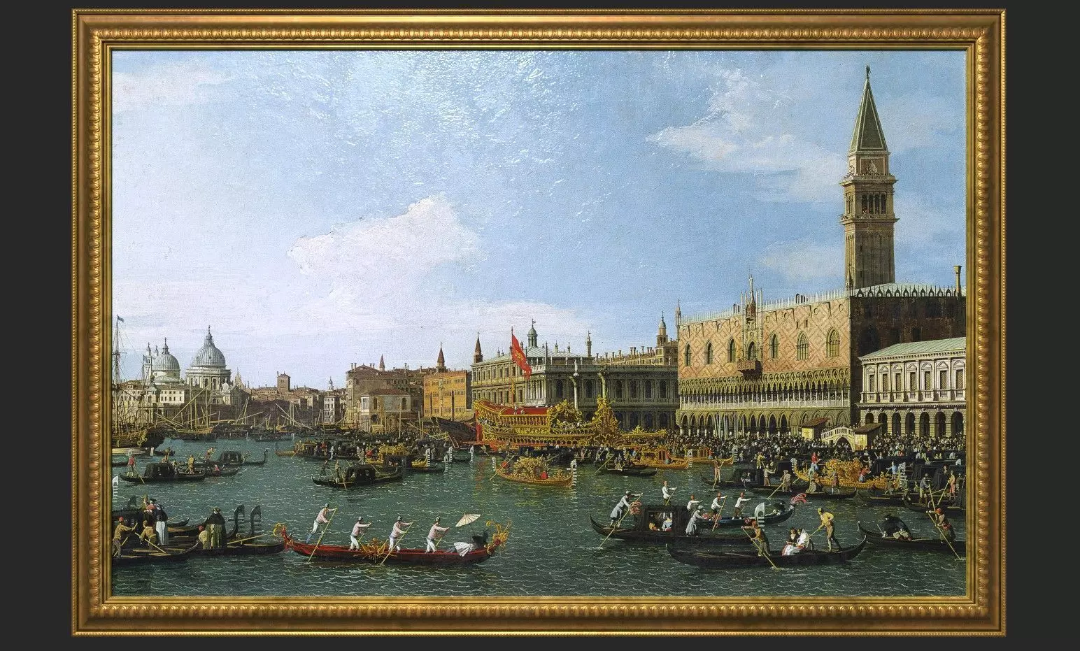 Gold Frame with Stretcher and Oil Painting Low-poly 3D model_0