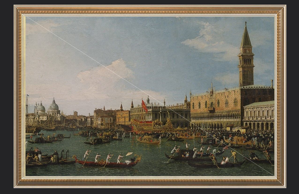 Gold Frame with Stretcher and Oil Painting Low-poly 3D model_6