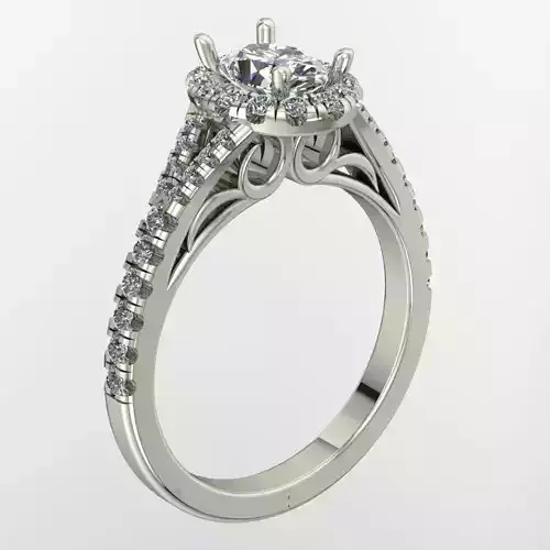 ENGAGEMENT RING WITH PATERN UNDER THE HALO 3D print model
