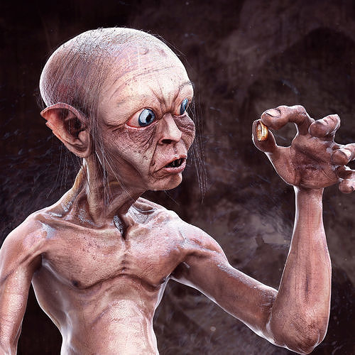 Gollum hobbit on rock 3D print model