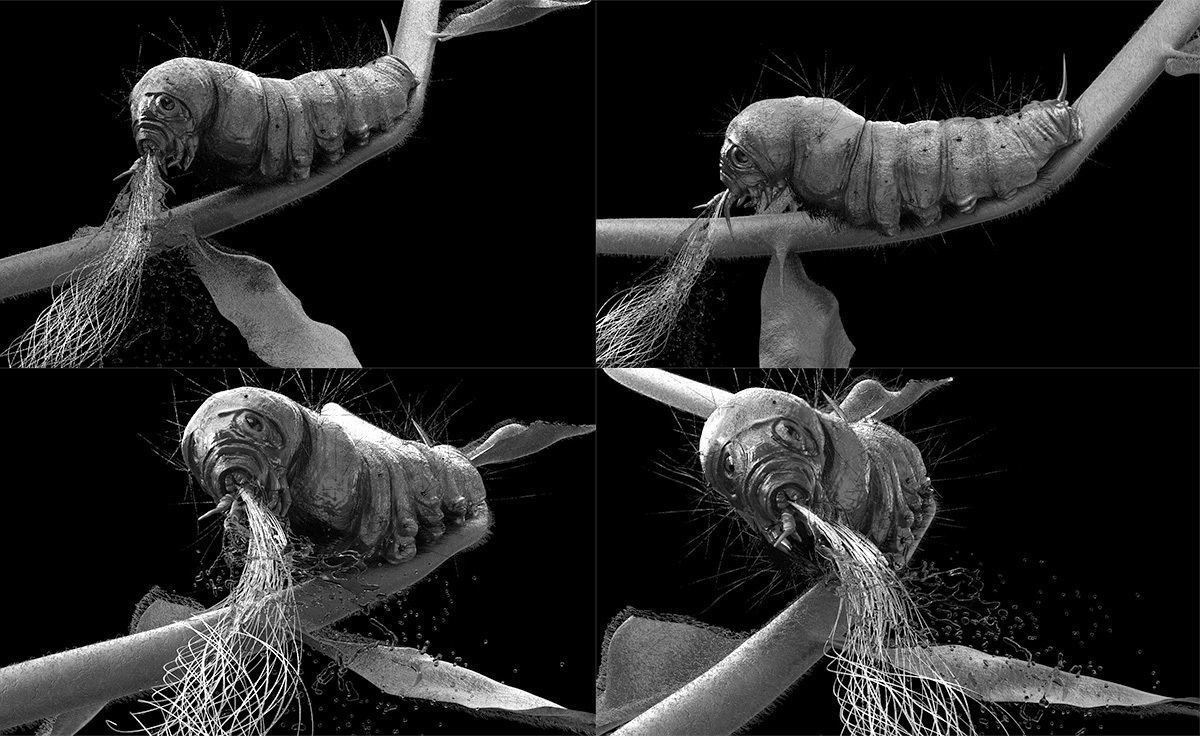 Caterpie bug drinking water from plant 3D print model_2