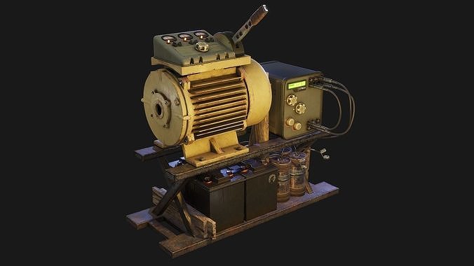 Post-apocalyptic engine Low-poly 3D model
