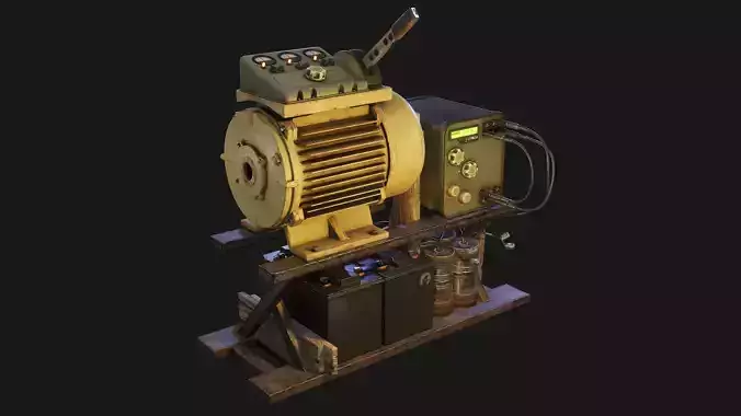 Post-apocalyptic engine Low-poly 3D model