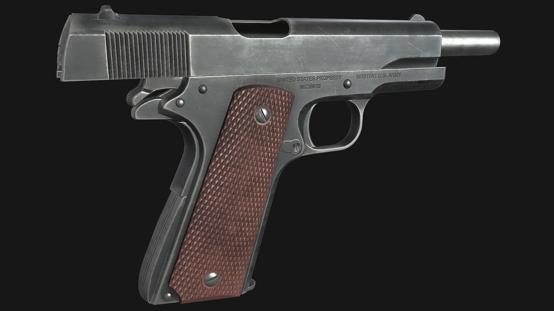 Colt M1911A1 Low-poly 3D model_6