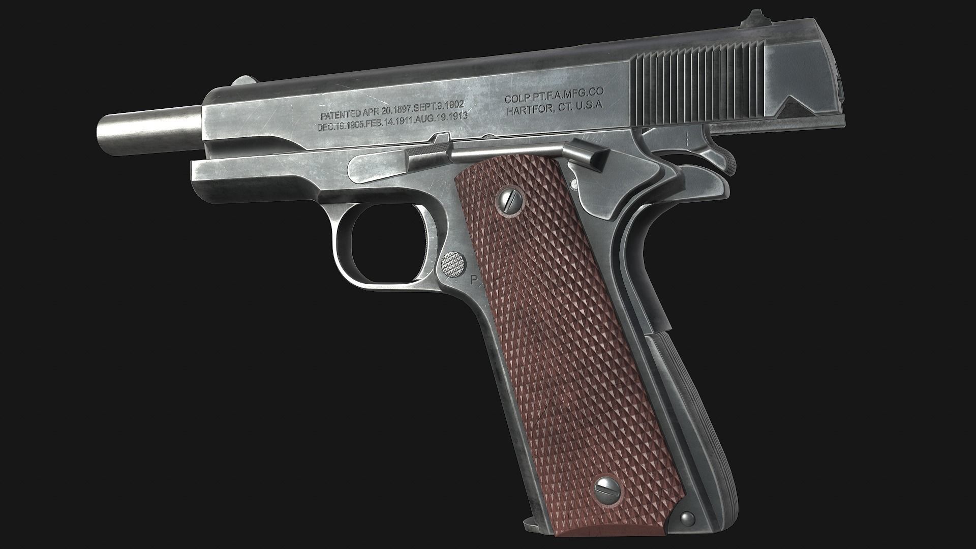 Colt M1911A1 Low-poly 3D model_8