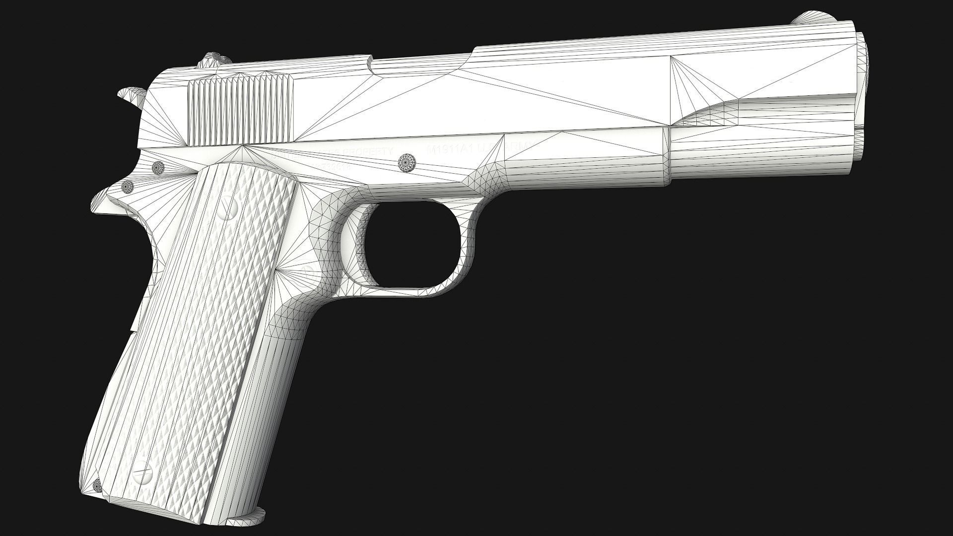 Colt M1911A1 Low-poly 3D model_20