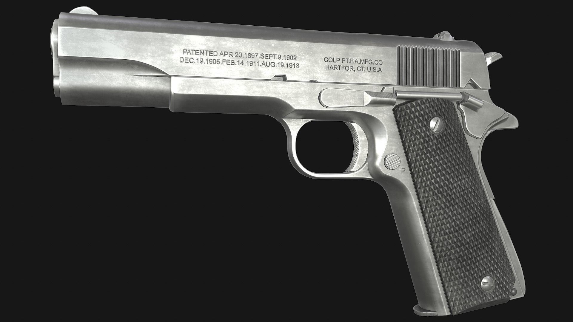 Colt M1911A1 Low-poly 3D model_14