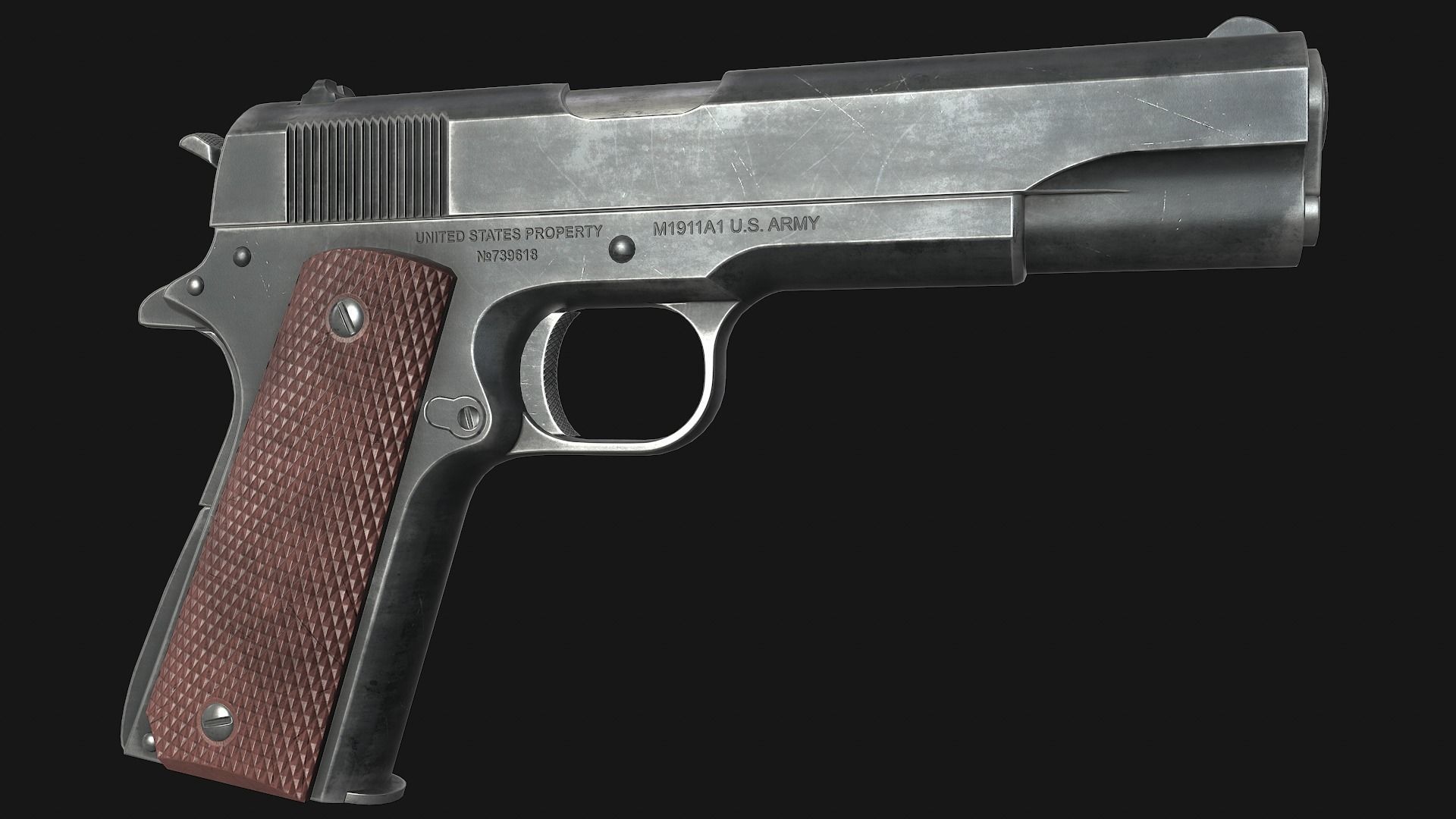 Colt M1911A1 Low-poly 3D model_4