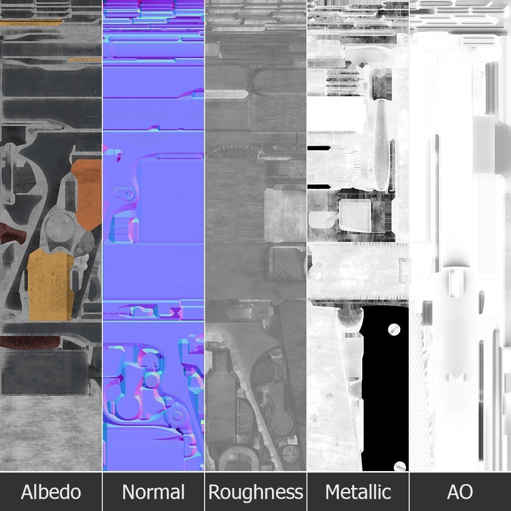 Colt M1911A1 Low-poly 3D model_22