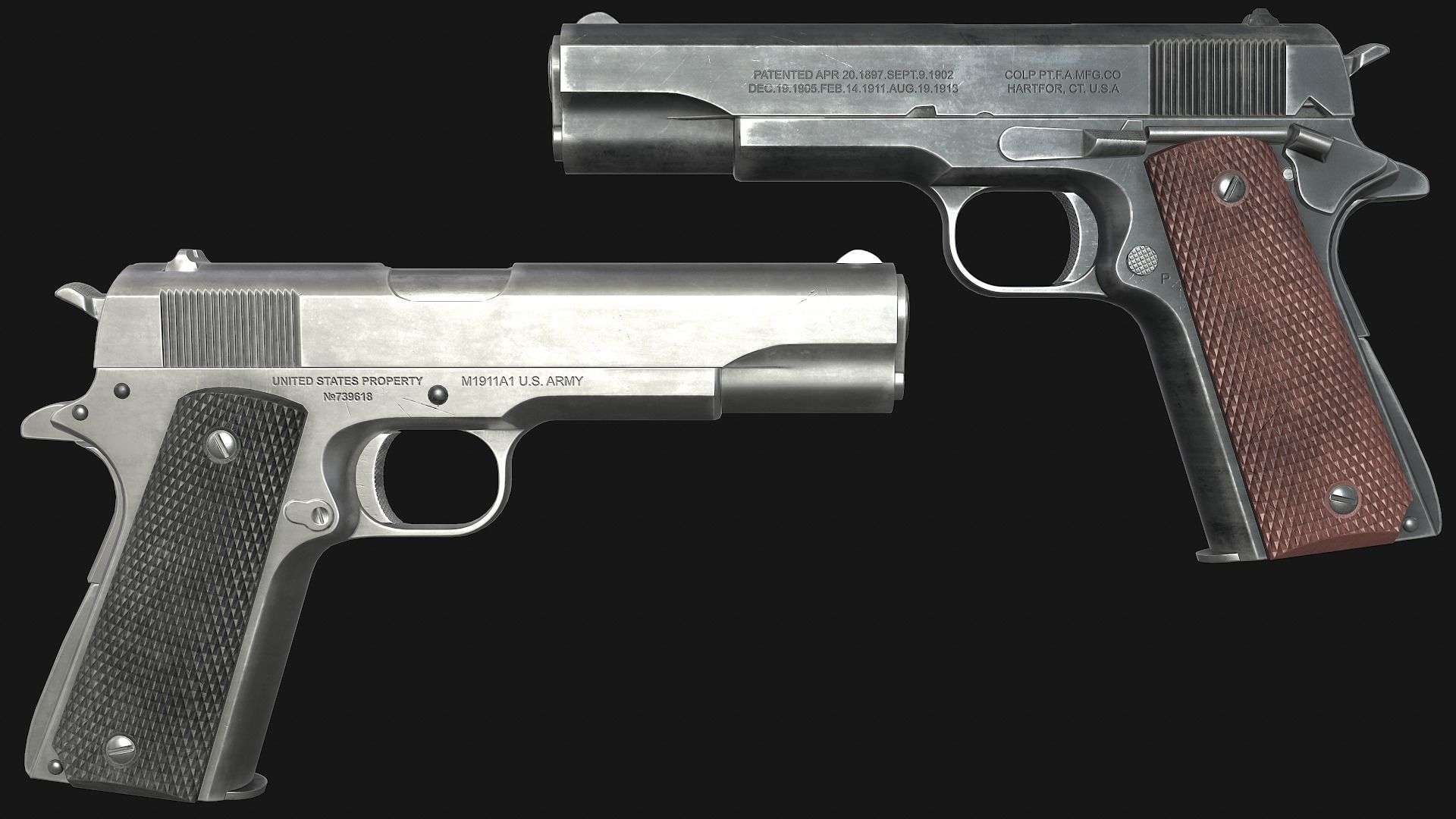 Colt M1911A1 Low-poly 3D model_18