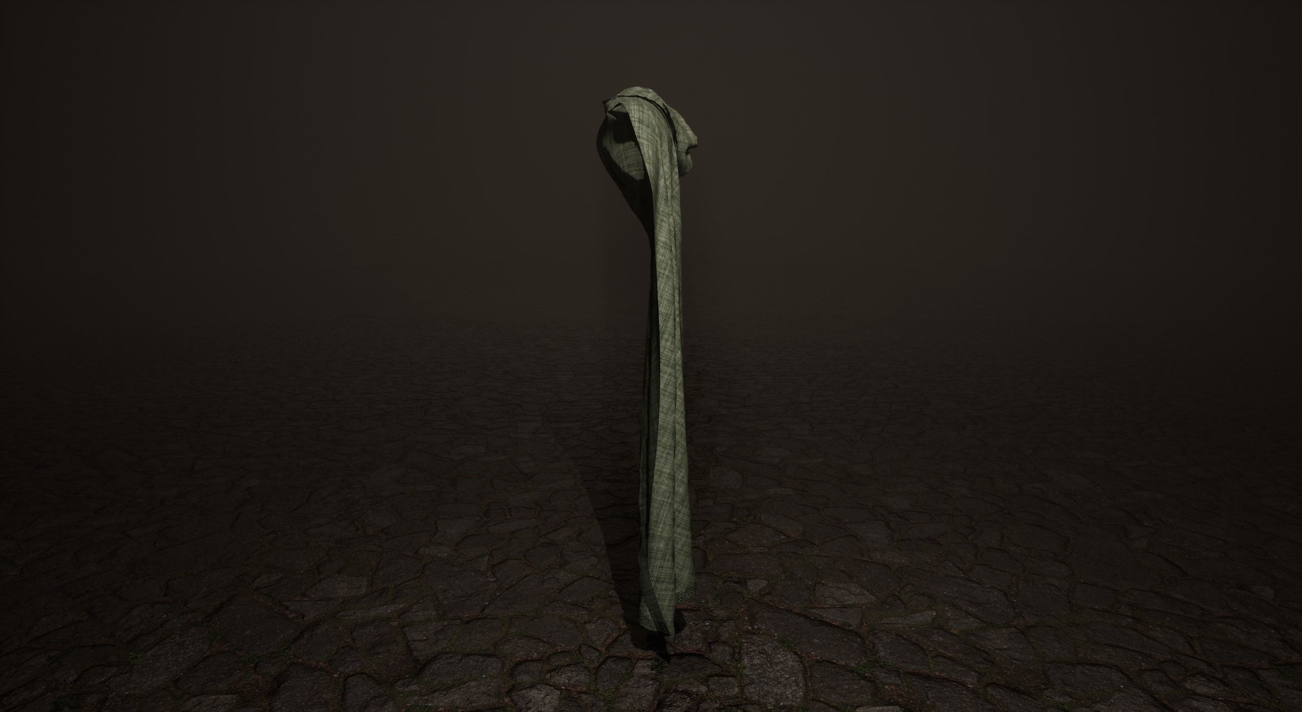 Green Hooded Medieval Cloak  Low-poly 3D model_6