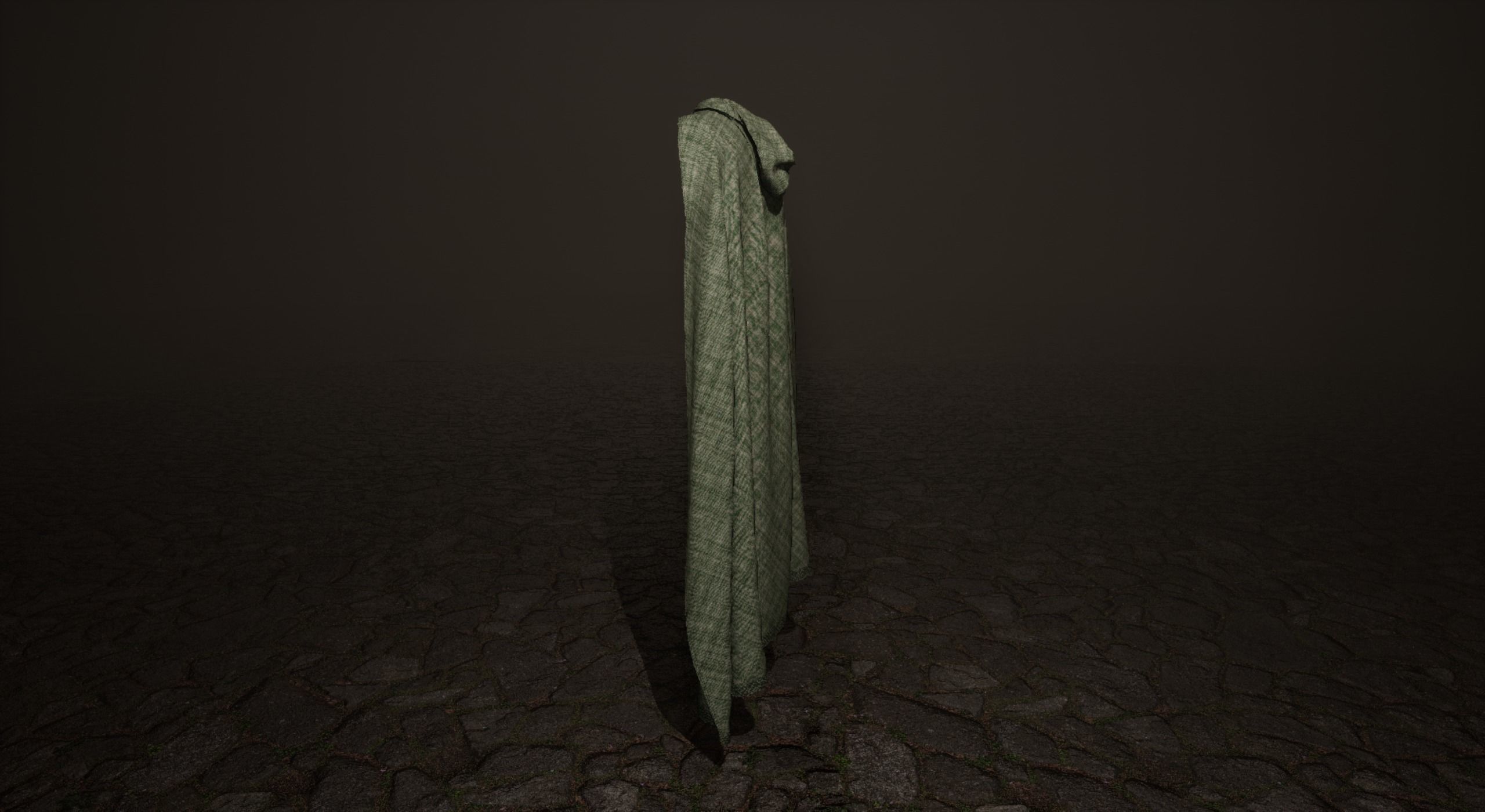 Green Hooded Medieval Cloak  Low-poly 3D model_2