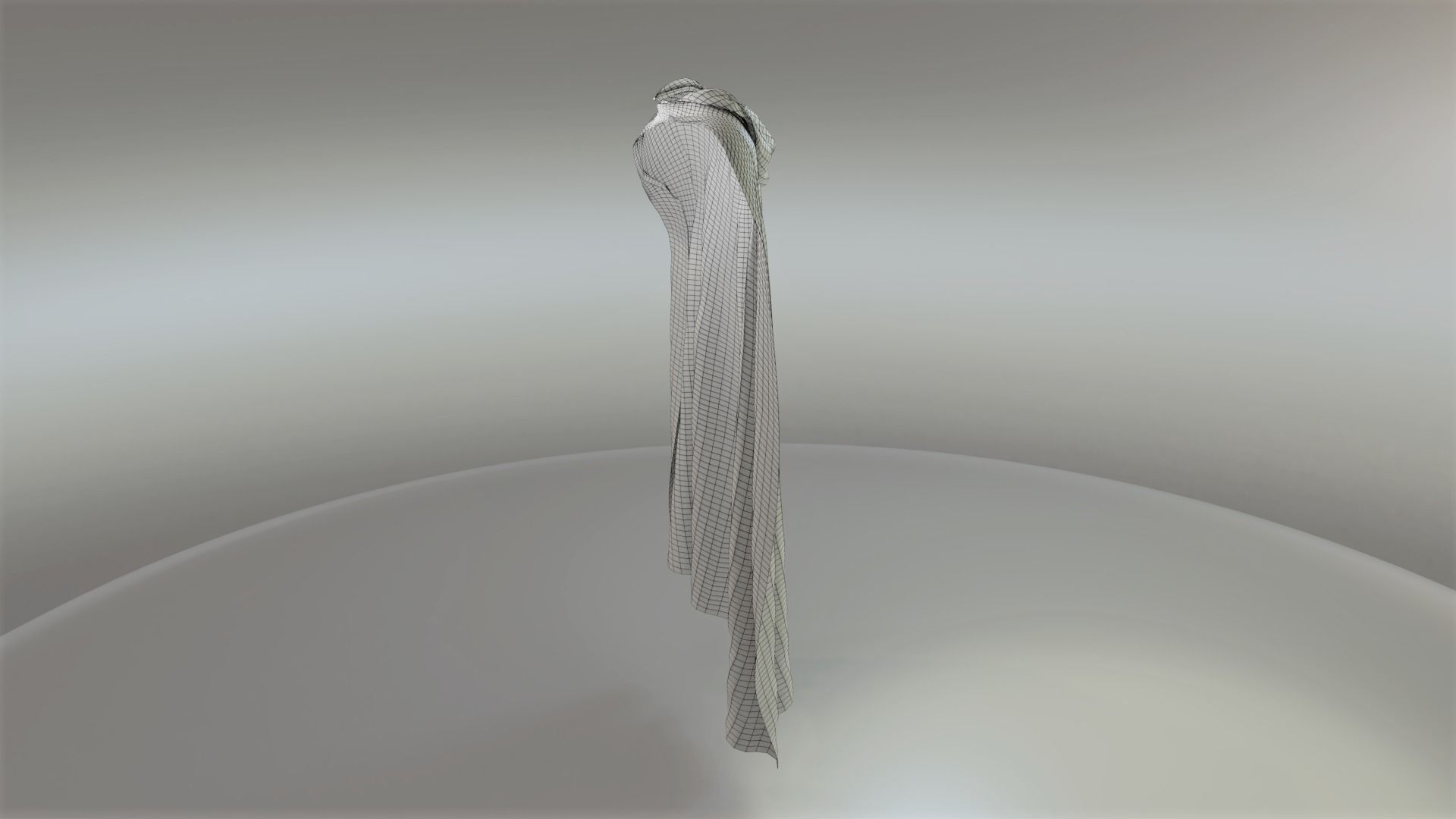 Green Hooded Medieval Cloak  Low-poly 3D model_12