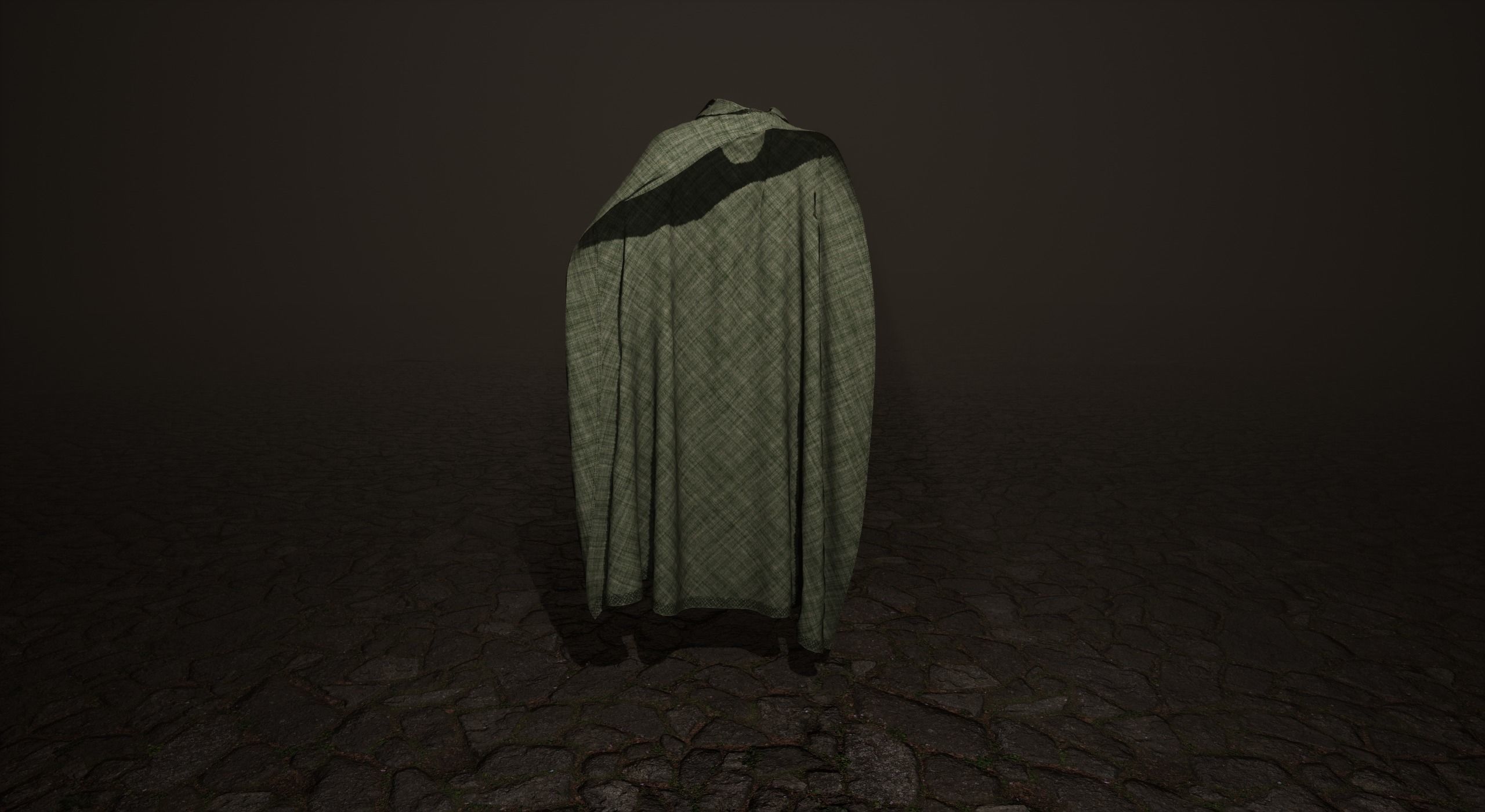 Green Hooded Medieval Cloak  Low-poly 3D model_3