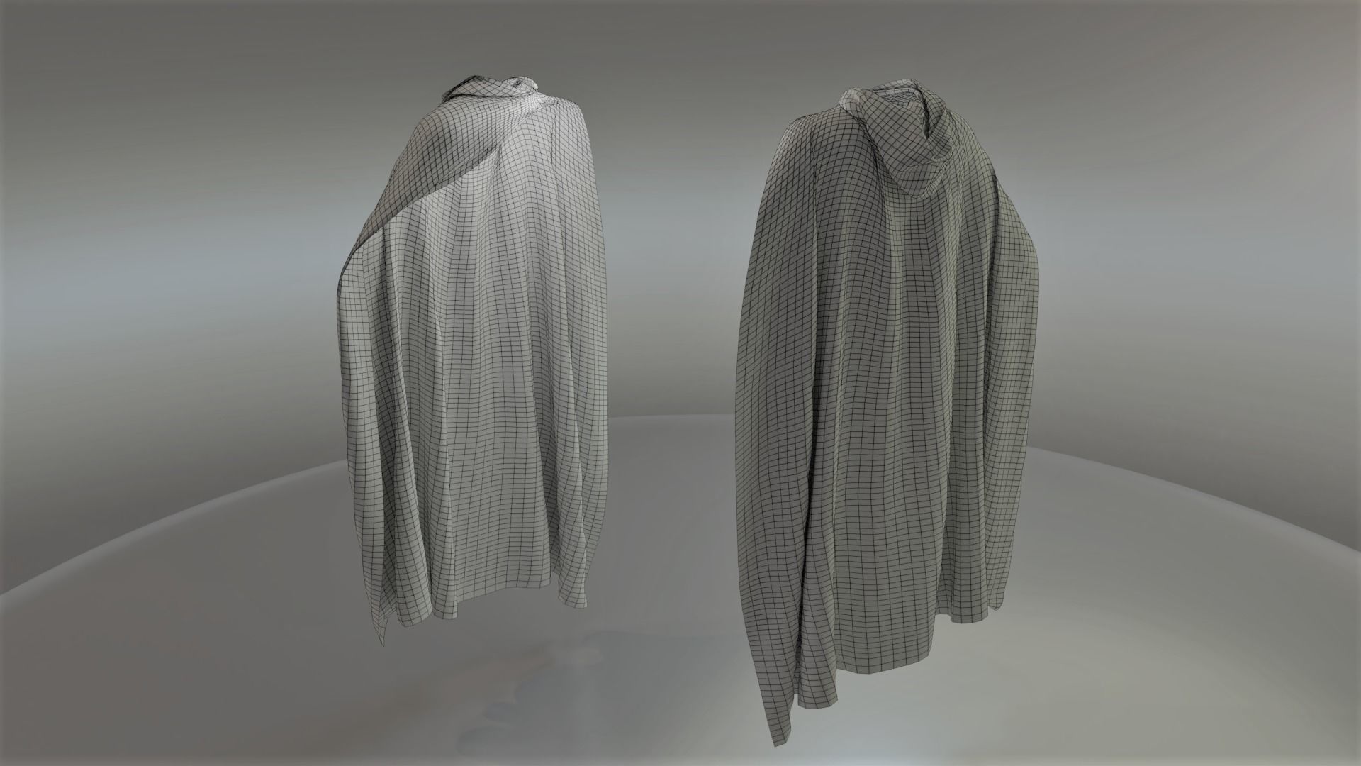 Green Hooded Medieval Cloak  Low-poly 3D model_8