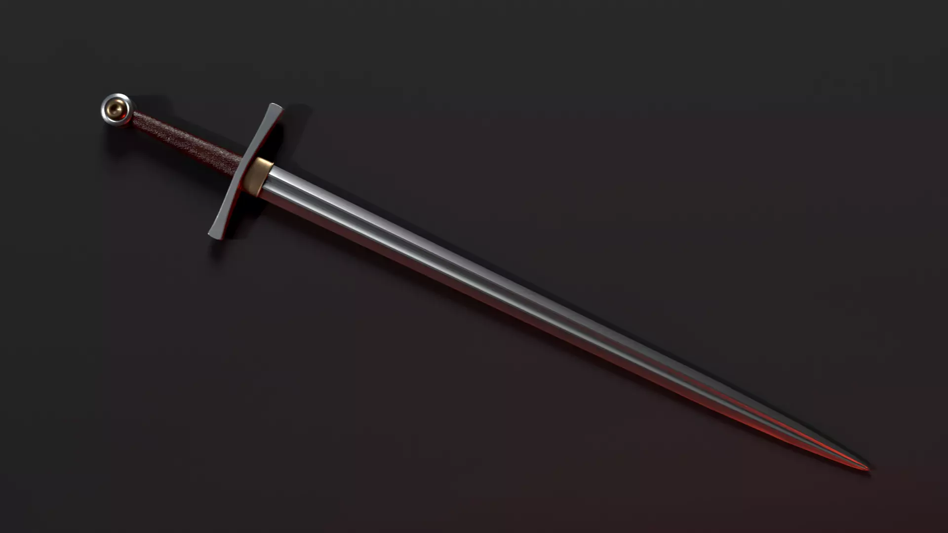 Bastard sword Low-poly 3D model