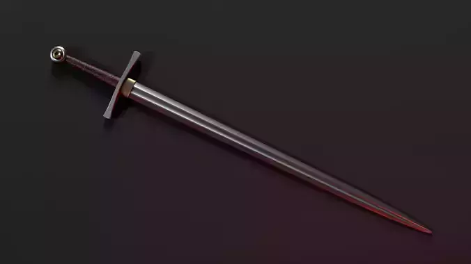 Bastard sword Low-poly 3D model