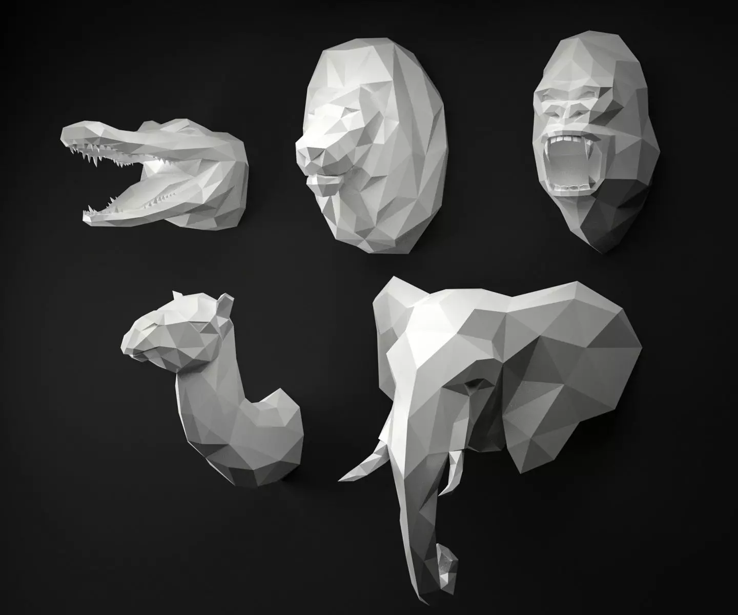 Low Poly Animal Heads SET 2 Low-poly 3D model_0