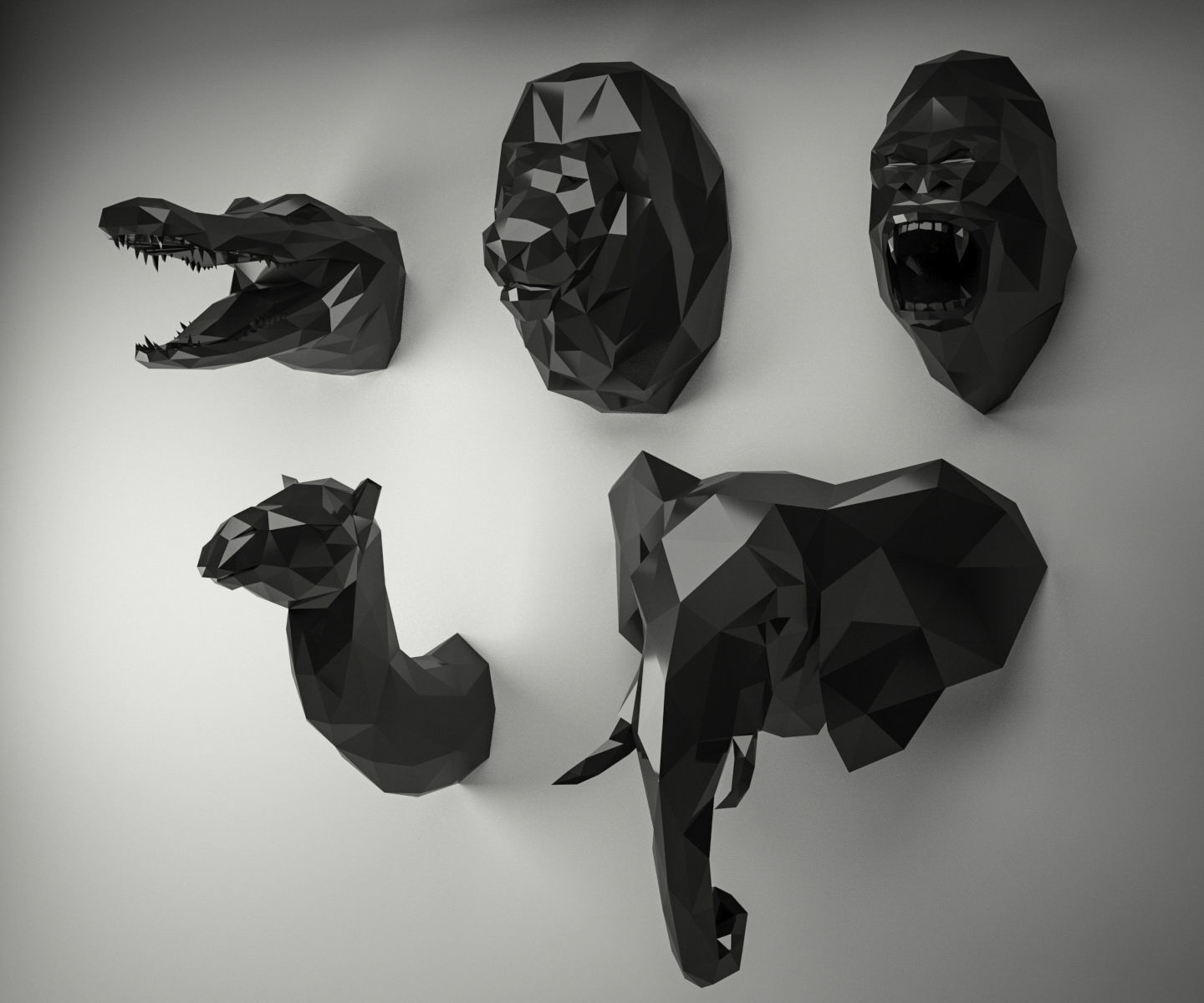 Low Poly Animal Heads SET 2 Low-poly 3D model_7