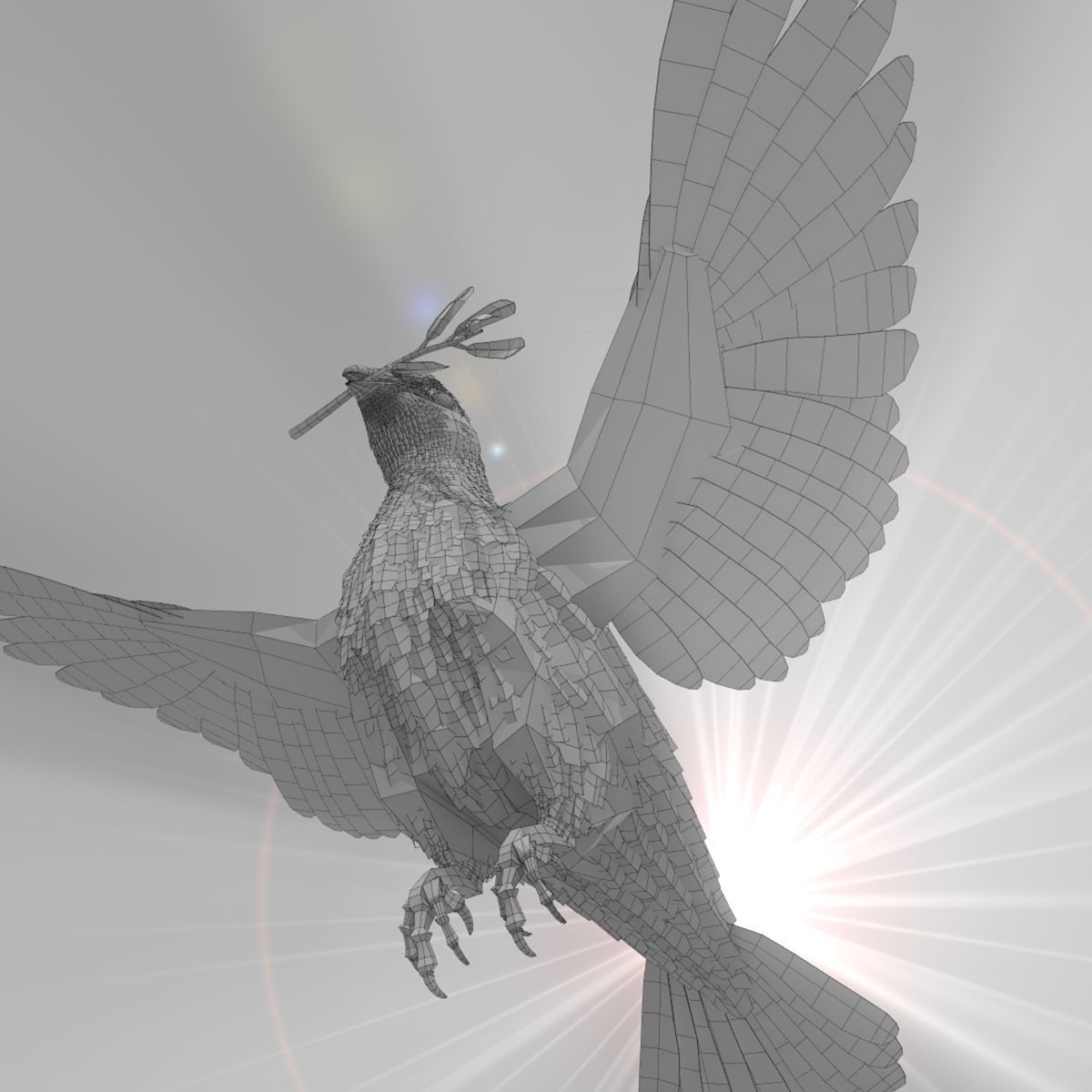 Dove - rigged - animated 3D model_24