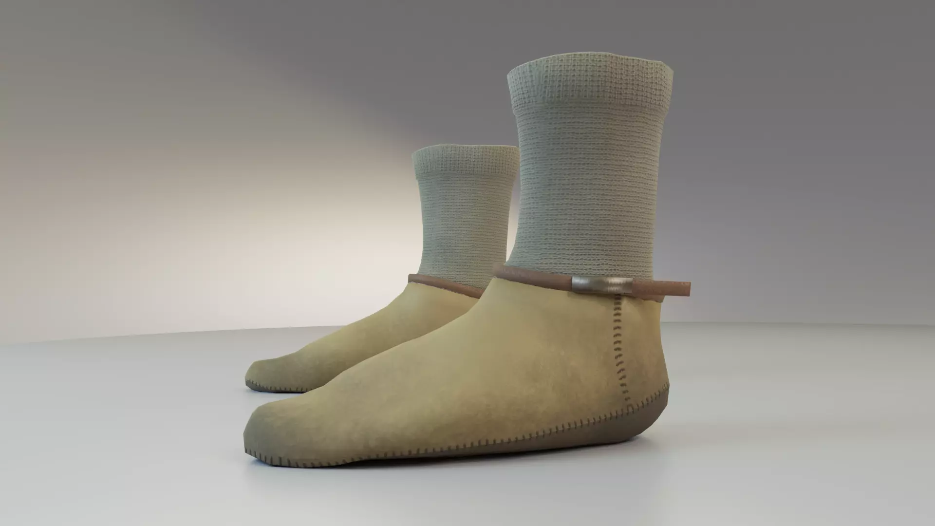 Leather Moccasin Peasant Shoes Free low-poly 3D model_0