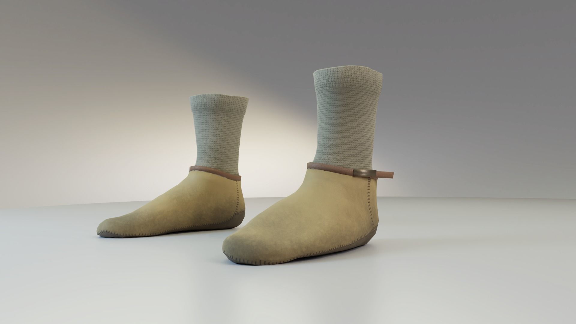 Leather Moccasin Peasant Shoes Free low-poly 3D model_1