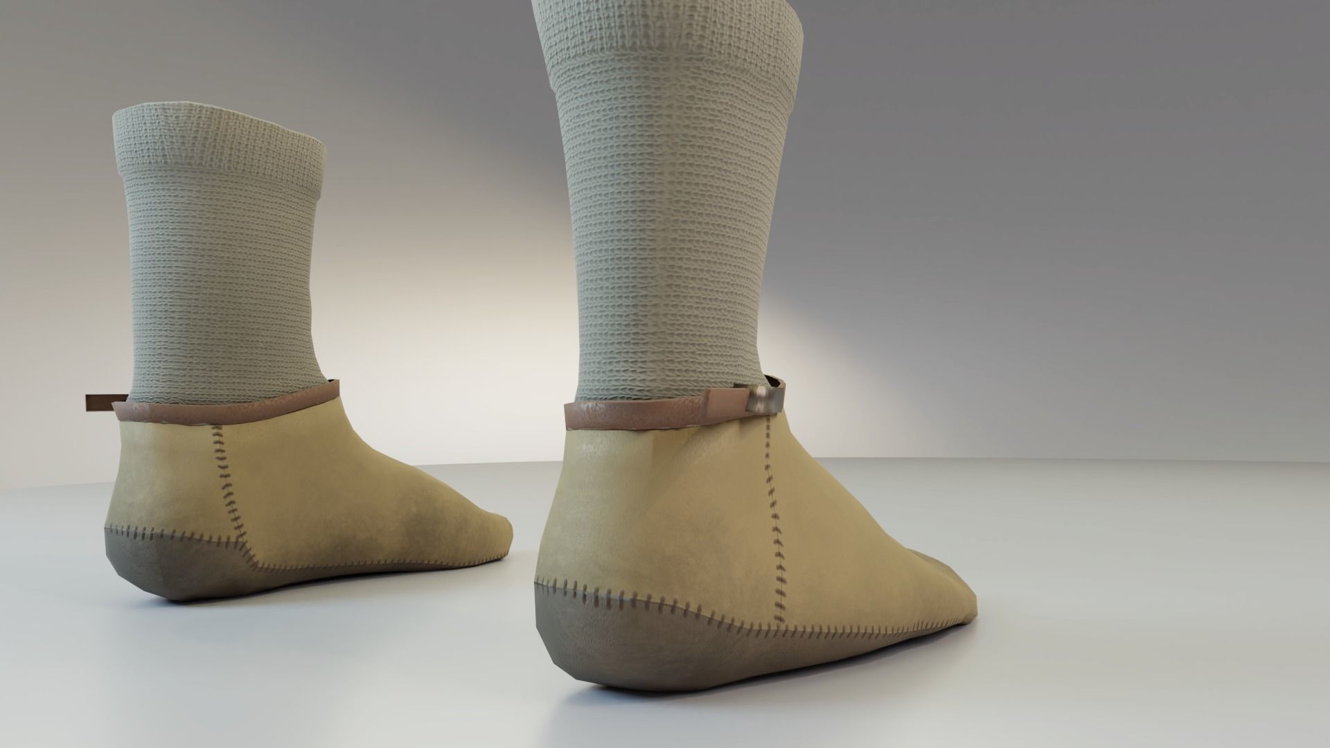 Leather Moccasin Peasant Shoes Free low-poly 3D model_3