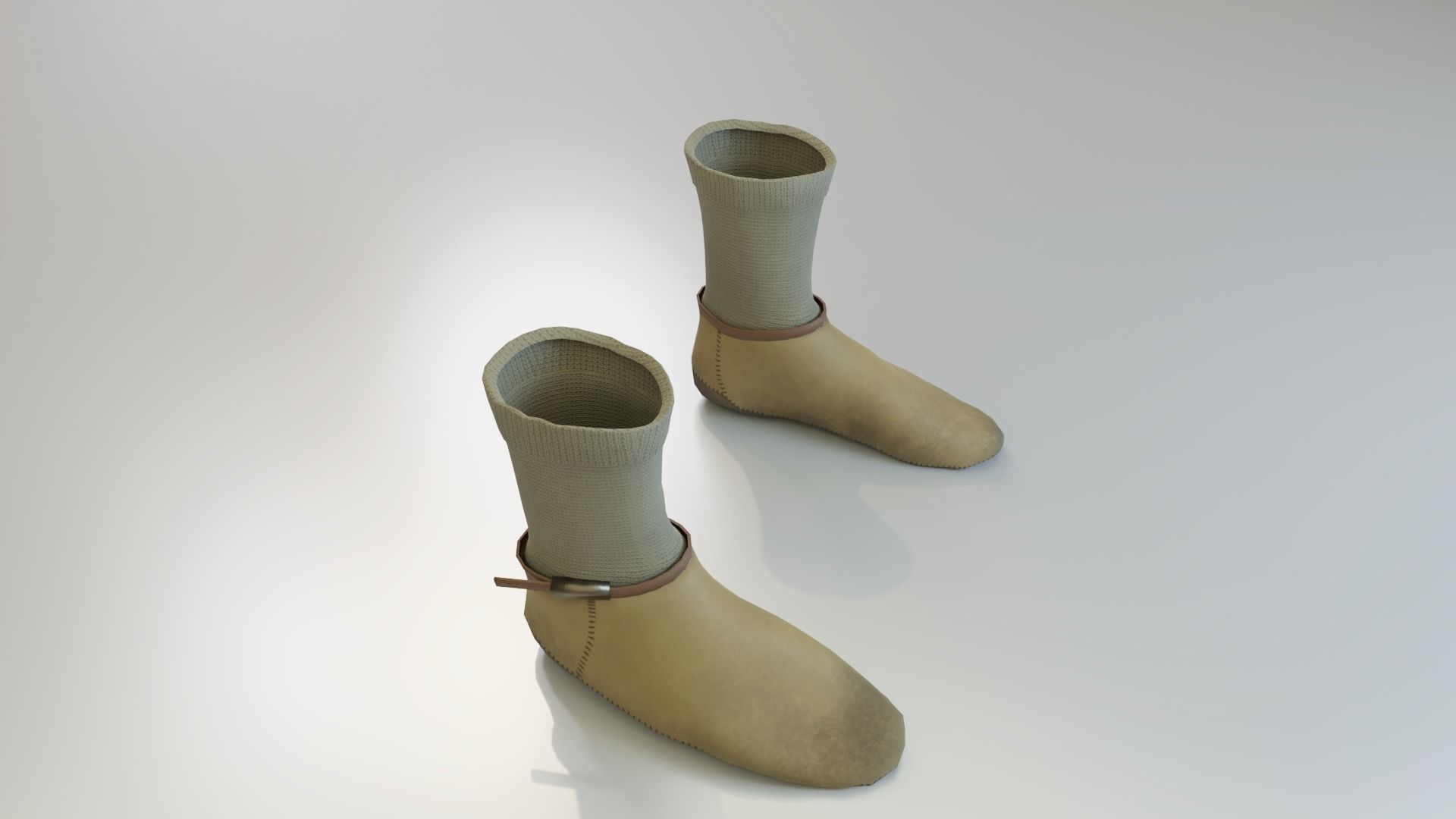 Leather Moccasin Peasant Shoes Free low-poly 3D model_5