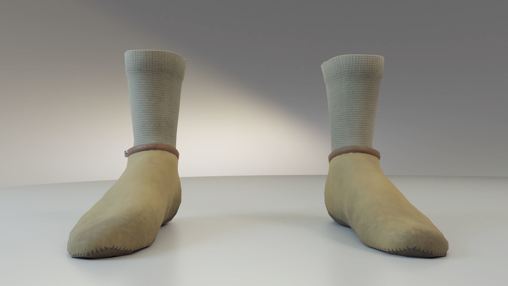 Leather Moccasin Peasant Shoes Free low-poly 3D model_2