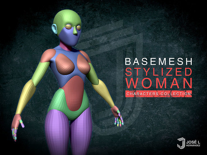 Stylized basemesh woman Free 3D model